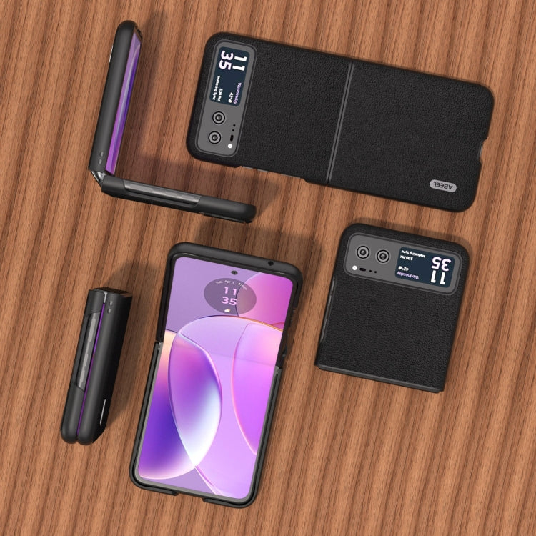 For Motorola Razr 40 ABEEL Genuine Leather Luolai Series Phone Case(Black) by buy2fix