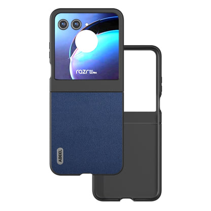 For Motorola Razr 50 ABEEL Genuine Leather Luolai Series Phone Case(Dark Blue) by buy2fix