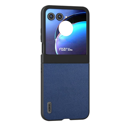 For Motorola Razr 50 ABEEL Genuine Leather Luolai Series Phone Case(Dark Blue) by buy2fix
