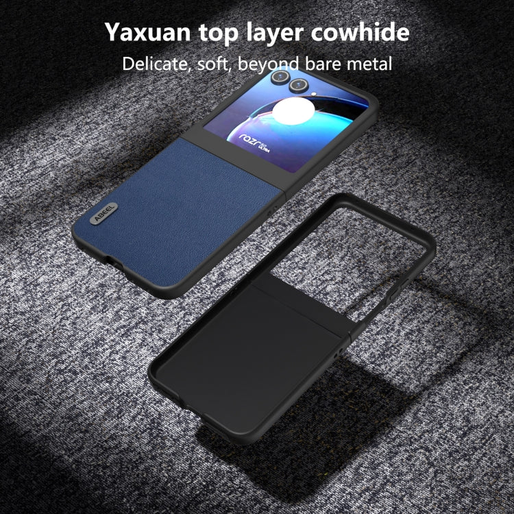 For Motorola Razr 50 ABEEL Genuine Leather Luolai Series Phone Case(Dark Blue) by buy2fix
