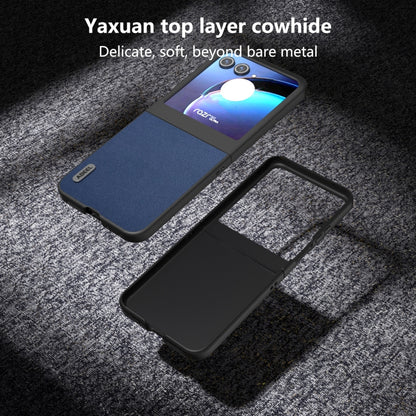 For Motorola Razr 50 ABEEL Genuine Leather Luolai Series Phone Case(Dark Blue) by buy2fix