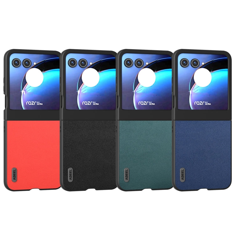 For Motorola Razr 50 ABEEL Genuine Leather Luolai Series Phone Case(Dark Blue) by buy2fix