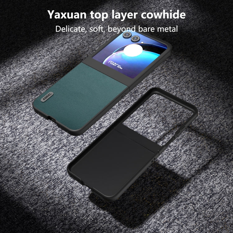 For Motorola Razr 50 ABEEL Genuine Leather Luolai Series Phone Case(Dark Green) by buy2fix