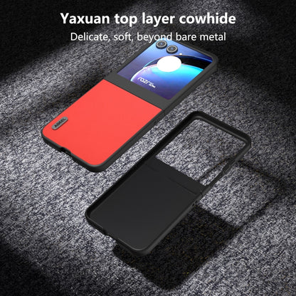 For Motorola Razr 50 ABEEL Genuine Leather Luolai Series Phone Case(Red) by buy2fix