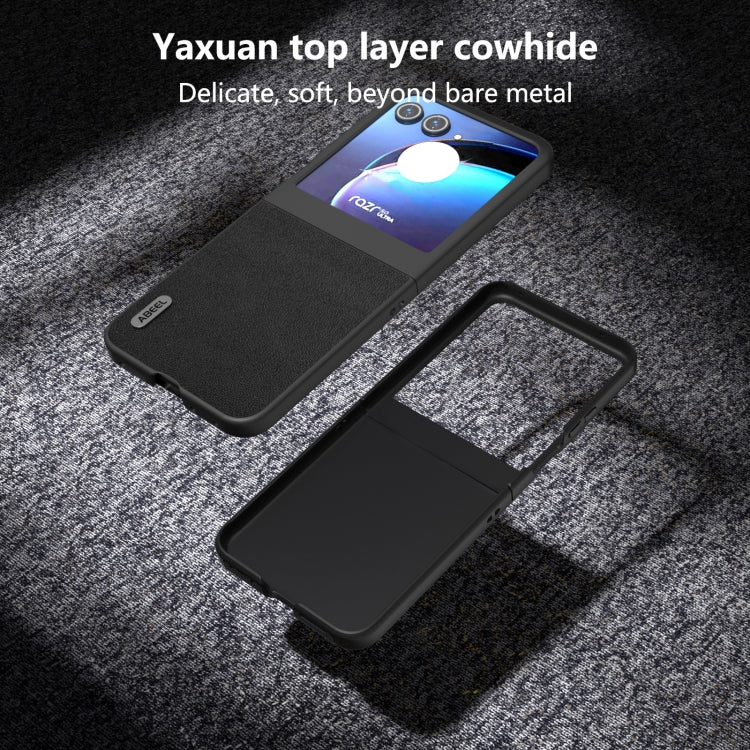 For Motorola Razr 50 ABEEL Genuine Leather Luolai Series Phone Case(Black) by buy2fix