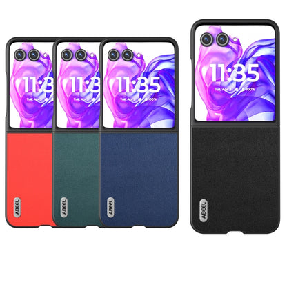 For Motorola Razr 50 Ultra ABEEL Genuine Leather Luolai Series Phone Case(Dark Blue) by buy2fix