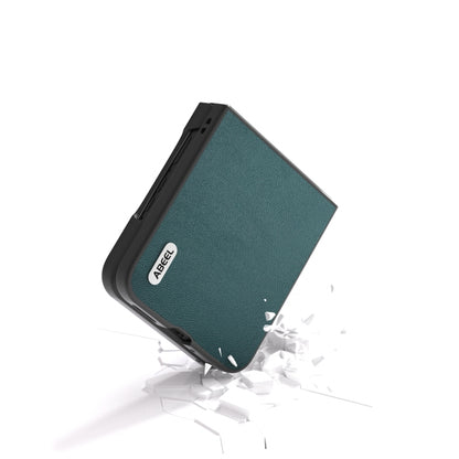 For Motorola Razr 50 Ultra ABEEL Genuine Leather Luolai Series Phone Case(Dark Green) by buy2fix
