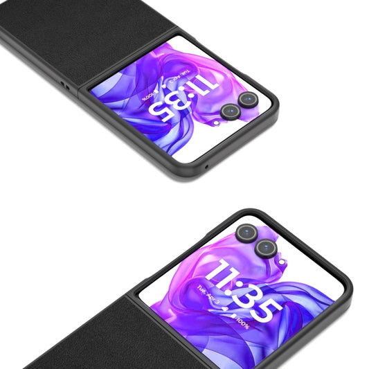 For Motorola Razr 50 Ultra ABEEL Genuine Leather Luolai Series Phone Case(Black) by buy2fix