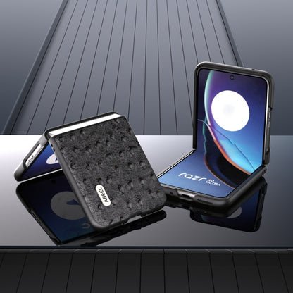 For Motorola Razr 40 Ultra ABEEL Genuine Leather Ostrich Texture Phone Case(Black) by buy2fix