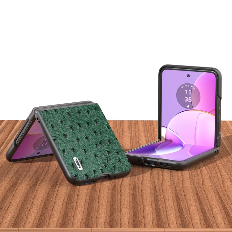 For Motorola Razr 40 ABEEL Genuine Leather Ostrich Texture Phone Case(Green) by buy2fix