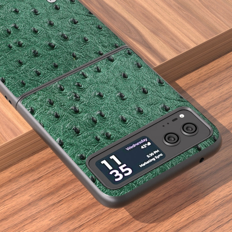 For Motorola Razr 40 ABEEL Genuine Leather Ostrich Texture Phone Case(Green) by buy2fix