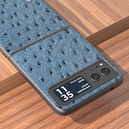 For Motorola Razr 40 ABEEL Genuine Leather Ostrich Texture Phone Case(Blue) by buy2fix