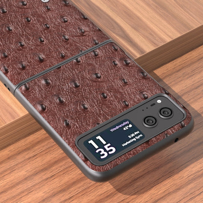 For Motorola Razr 40 ABEEL Genuine Leather Ostrich Texture Phone Case(Coffee) by buy2fix