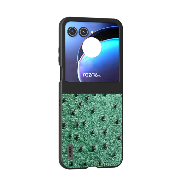 For Motorola Razr 50 ABEEL Genuine Leather Ostrich Texture Phone Case(Green) by buy2fix