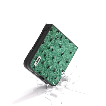 For Motorola Razr 50 Ultra ABEEL Genuine Leather Ostrich Texture Phone Case(Green) by buy2fix