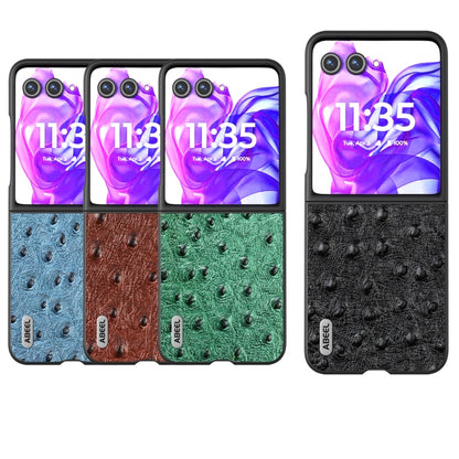 For Motorola Razr 50 Ultra ABEEL Genuine Leather Ostrich Texture Phone Case(Green) by buy2fix