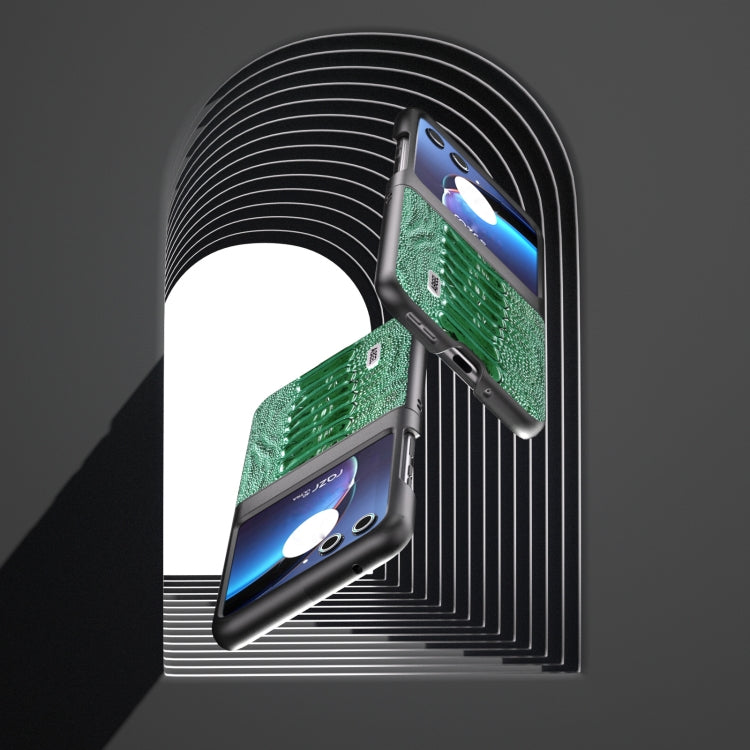 For Motorola Razr 40 Ultra ABEEL Genuine Leather Weilai Series Phone Case(Green) by buy2fix