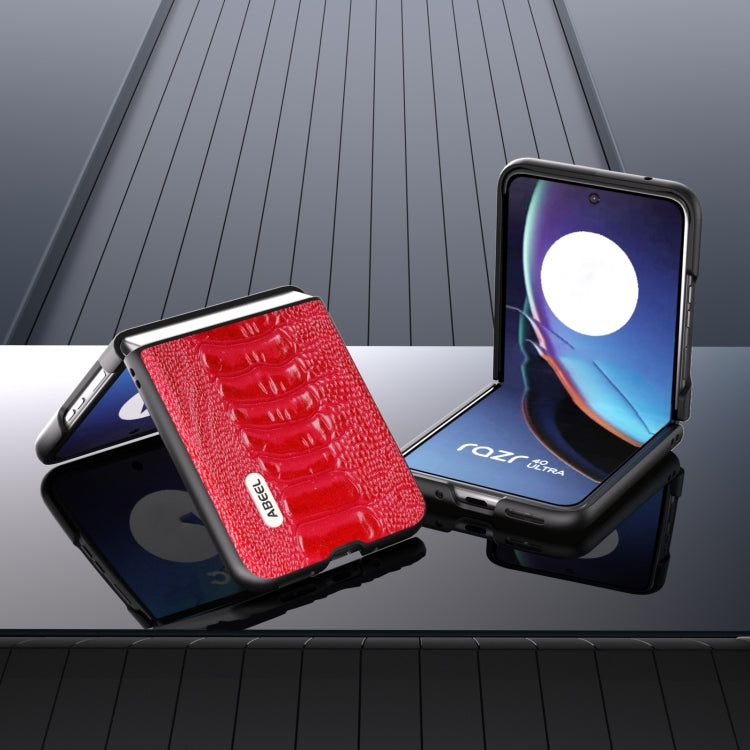 For Motorola Razr 40 Ultra ABEEL Genuine Leather Weilai Series Phone Case(Red) by buy2fix