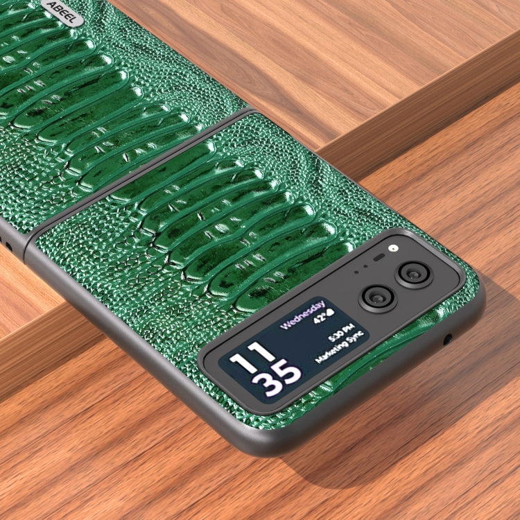 For Motorola Razr 40 ABEEL Genuine Leather Weilai Series Phone Case(Green) by buy2fix