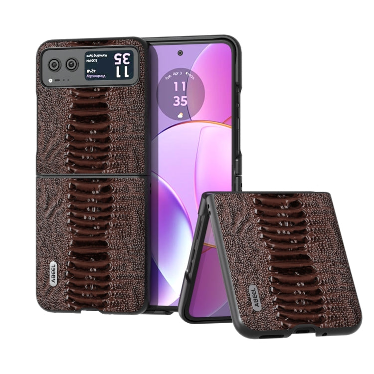 For Motorola Razr 40 ABEEL Genuine Leather Weilai Series Phone Case(Coffee) by buy2fix
