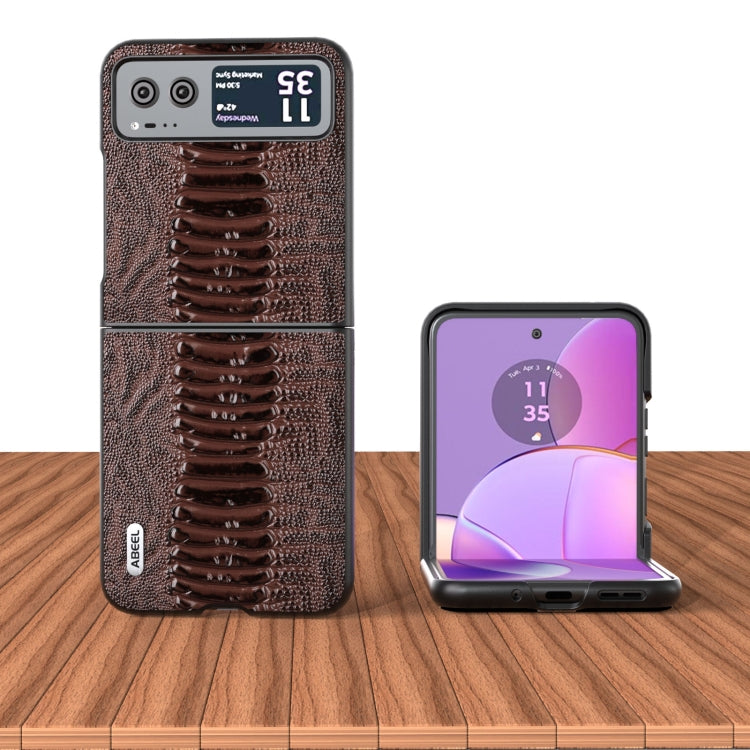 For Motorola Razr 40 ABEEL Genuine Leather Weilai Series Phone Case(Coffee) by buy2fix