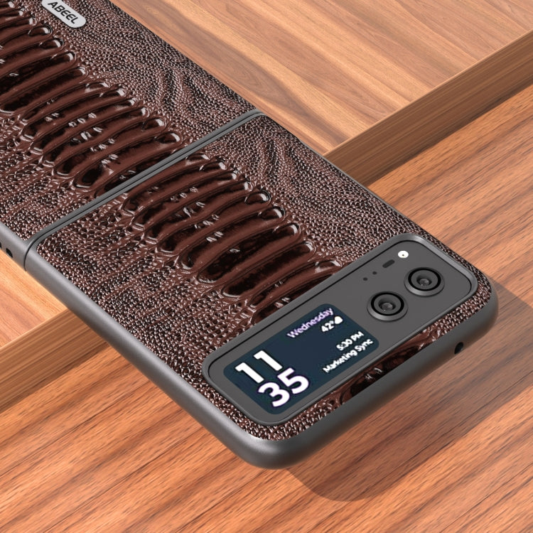 For Motorola Razr 40 ABEEL Genuine Leather Weilai Series Phone Case(Coffee) by buy2fix