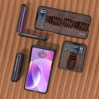 For Motorola Razr 40 ABEEL Genuine Leather Weilai Series Phone Case(Coffee) by buy2fix