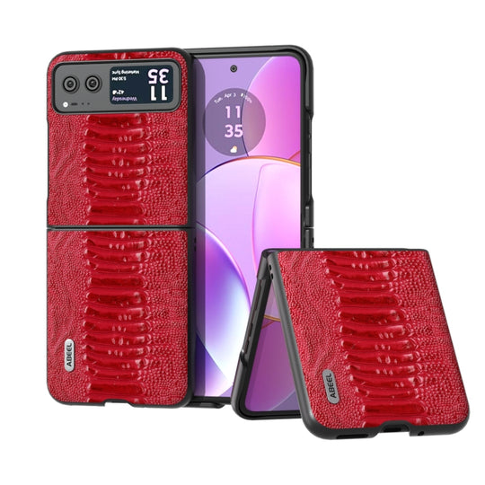 For Motorola Razr 40 ABEEL Genuine Leather Weilai Series Phone Case(Red)