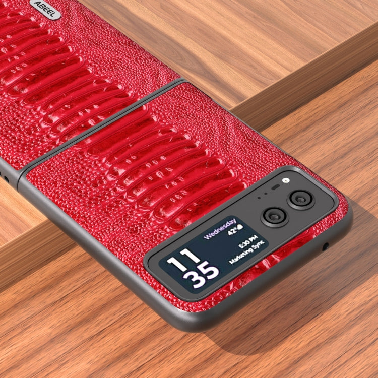 For Motorola Razr 40 ABEEL Genuine Leather Weilai Series Phone Case(Red) by buy2fix