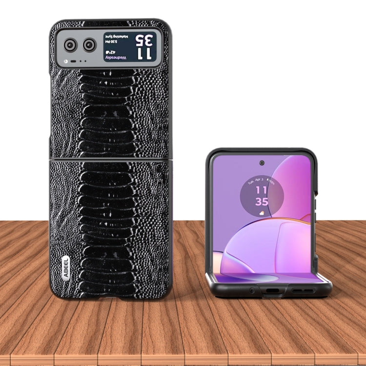For Motorola Razr 40 ABEEL Genuine Leather Weilai Series Phone Case(Black) by buy2fix