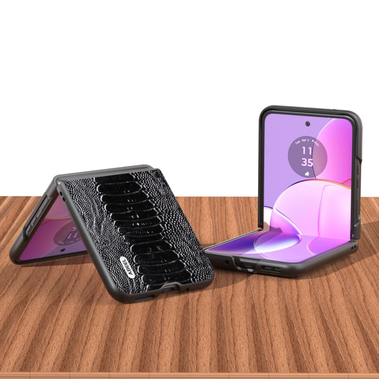 For Motorola Razr 40 ABEEL Genuine Leather Weilai Series Phone Case(Black) by buy2fix