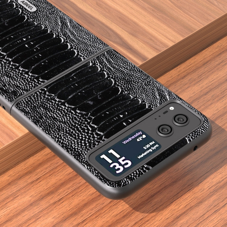 For Motorola Razr 40 ABEEL Genuine Leather Weilai Series Phone Case(Black) by buy2fix