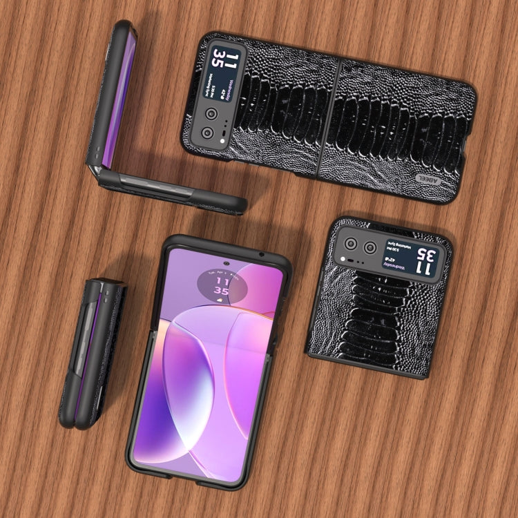 For Motorola Razr 40 ABEEL Genuine Leather Weilai Series Phone Case(Black) by buy2fix