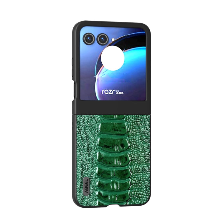 For Motorola Razr 50 ABEEL Genuine Leather Weilai Series Phone Case(Green) by buy2fix