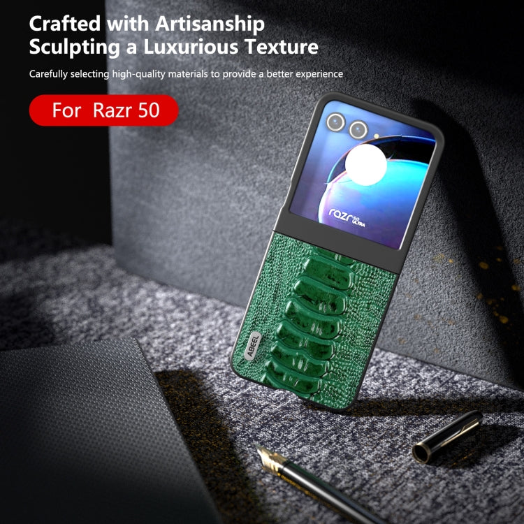 For Motorola Razr 50 ABEEL Genuine Leather Weilai Series Phone Case(Green) by buy2fix