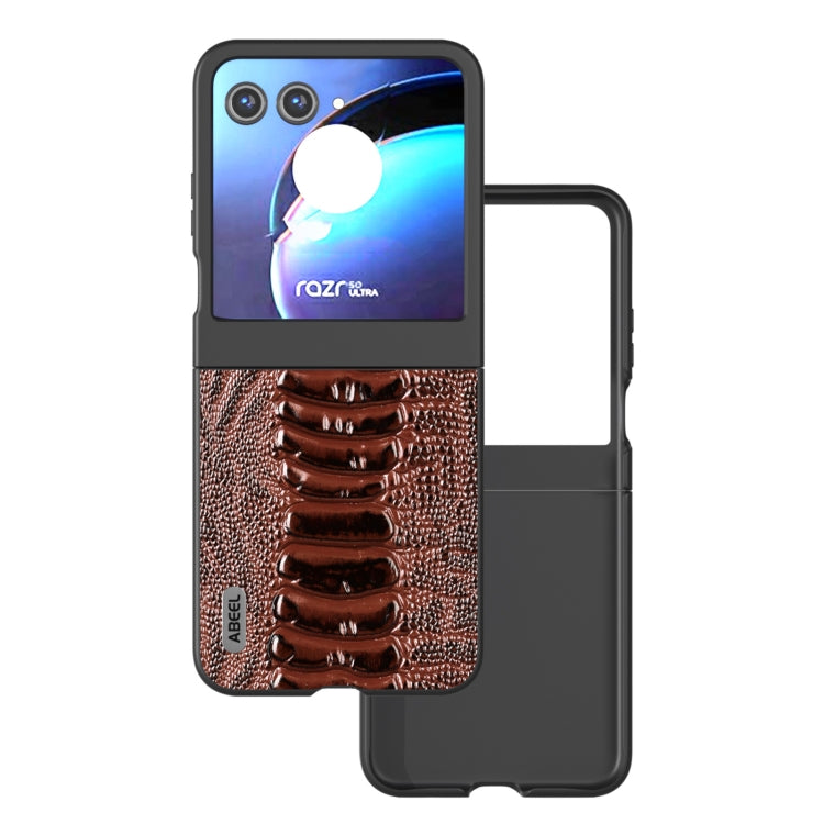For Motorola Razr 50 ABEEL Genuine Leather Weilai Series Phone Case(Coffee) by buy2fix