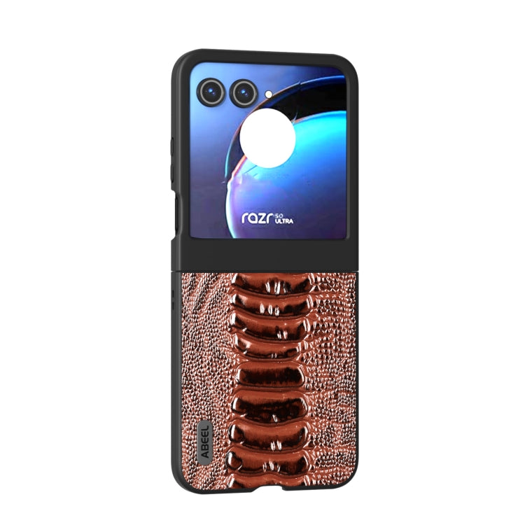 For Motorola Razr 50 ABEEL Genuine Leather Weilai Series Phone Case(Coffee) by buy2fix