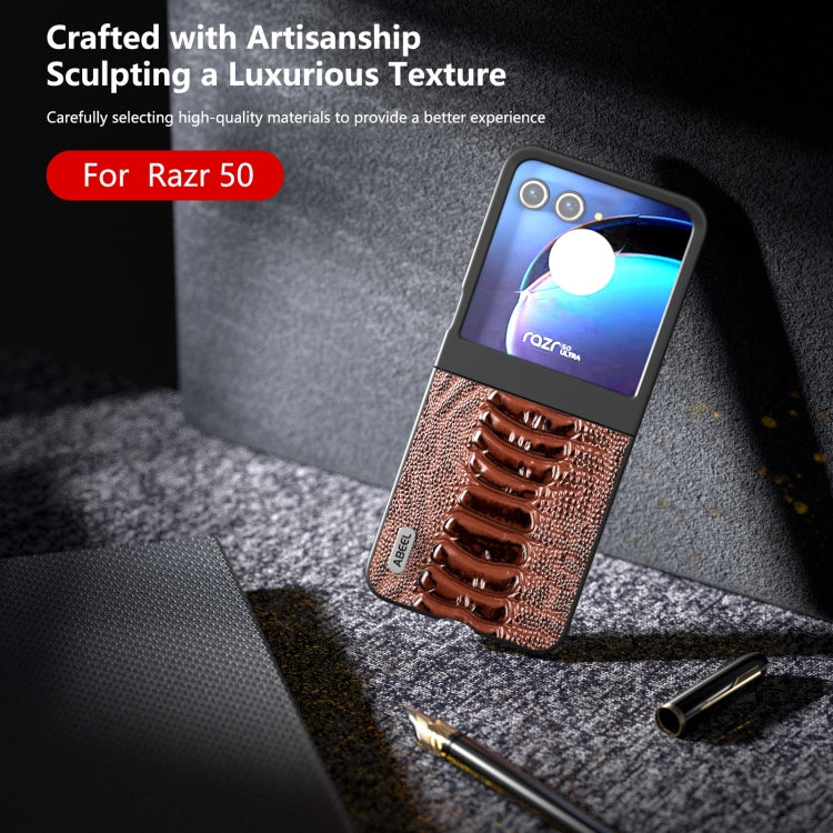 For Motorola Razr 50 ABEEL Genuine Leather Weilai Series Phone Case(Coffee) by buy2fix