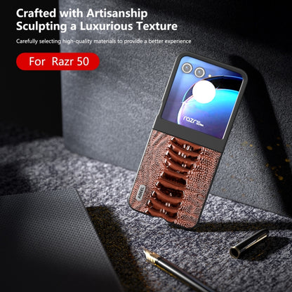 For Motorola Razr 50 ABEEL Genuine Leather Weilai Series Phone Case(Coffee) by buy2fix