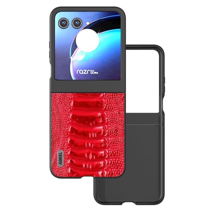 For Motorola Razr 50 ABEEL Genuine Leather Weilai Series Phone Case(Red) by buy2fix