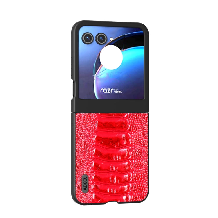For Motorola Razr 50 ABEEL Genuine Leather Weilai Series Phone Case(Red) by buy2fix