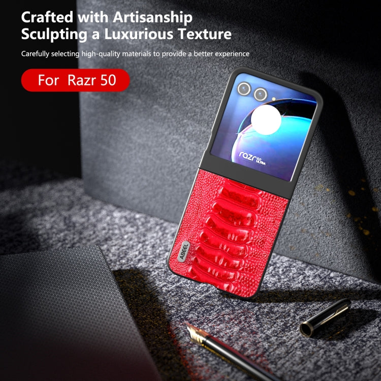 For Motorola Razr 50 ABEEL Genuine Leather Weilai Series Phone Case(Red) by buy2fix