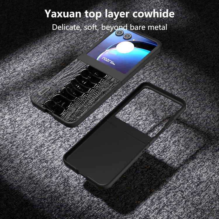 For Motorola Razr 50 ABEEL Genuine Leather Weilai Series Phone Case(Black) by buy2fix