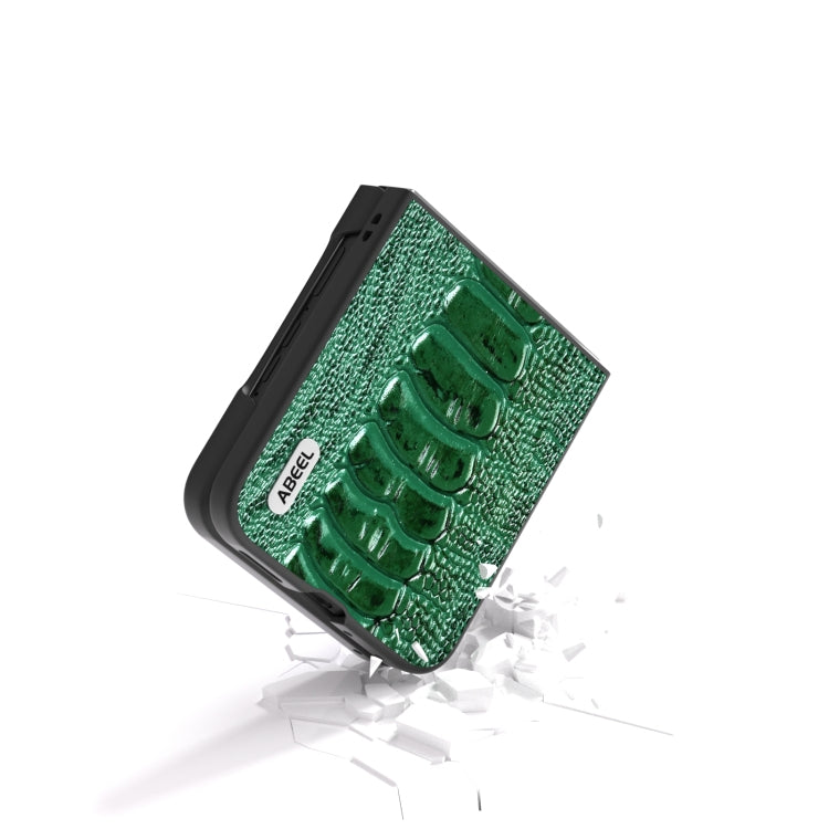 For Motorola Razr 50 Ultra ABEEL Genuine Leather Weilai Series Phone Case(Green) by buy2fix