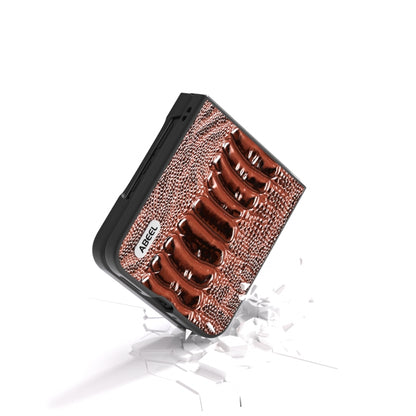 For Motorola Razr 50 Ultra ABEEL Genuine Leather Weilai Series Phone Case(Coffee) by buy2fix