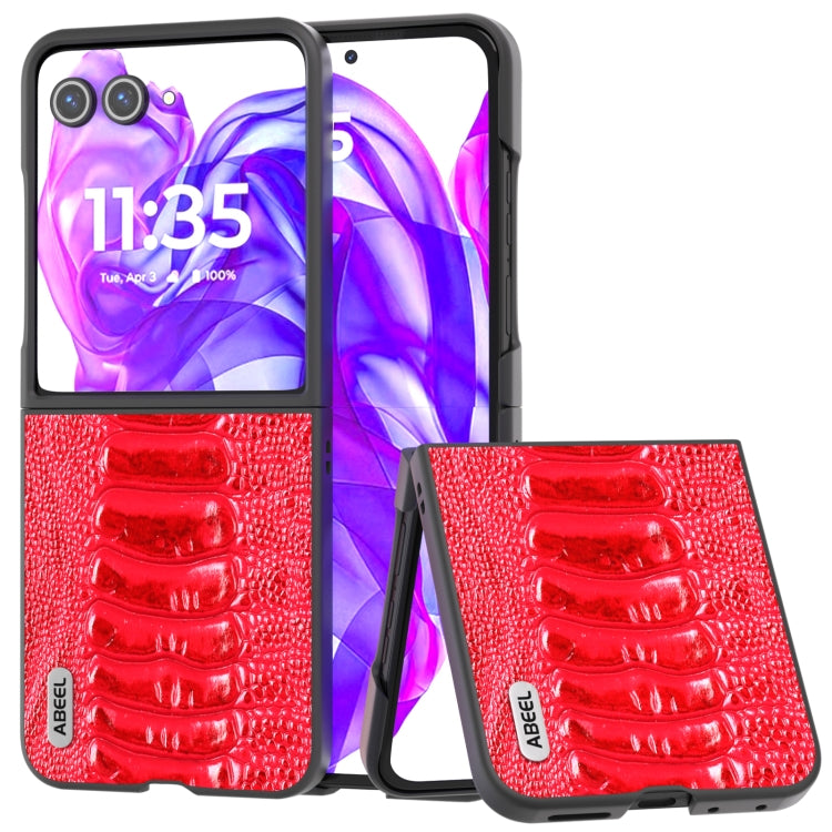 For Motorola Razr 50 Ultra ABEEL Genuine Leather Weilai Series Phone Case(Red) by buy2fix