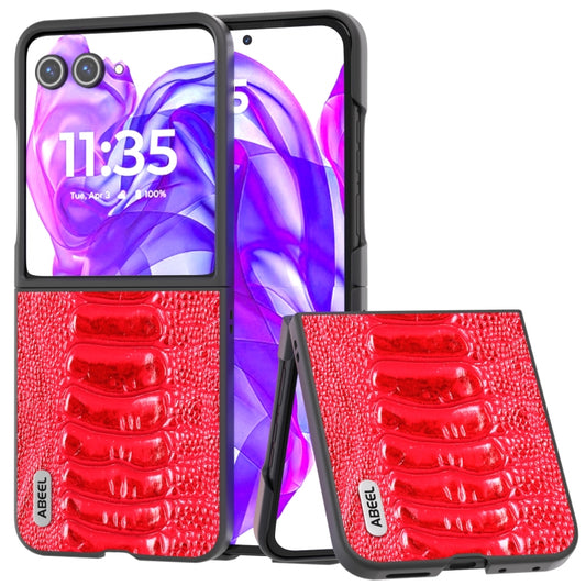 For Motorola Razr 50 Ultra ABEEL Genuine Leather Weilai Series Phone Case(Red) by buy2fix