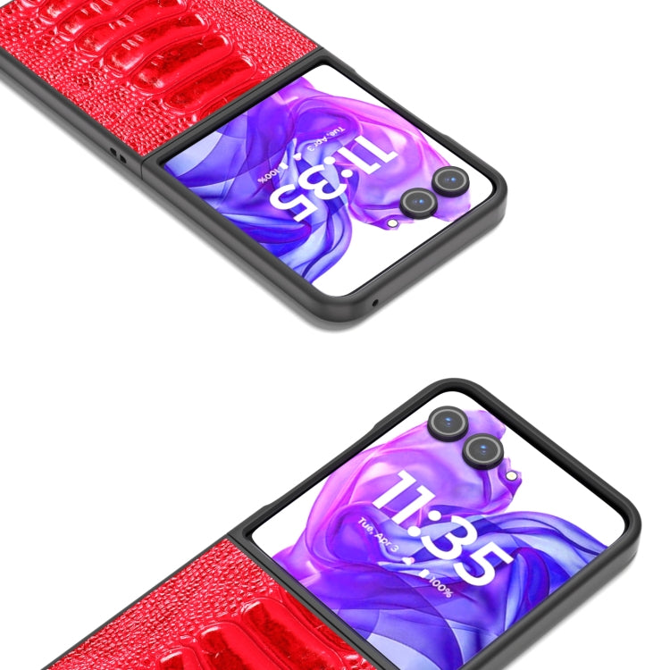For Motorola Razr 50 Ultra ABEEL Genuine Leather Weilai Series Phone Case(Red) by buy2fix