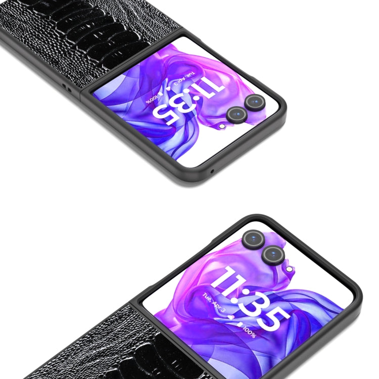 For Motorola Razr 50 Ultra ABEEL Genuine Leather Weilai Series Phone Case(Black) by buy2fix