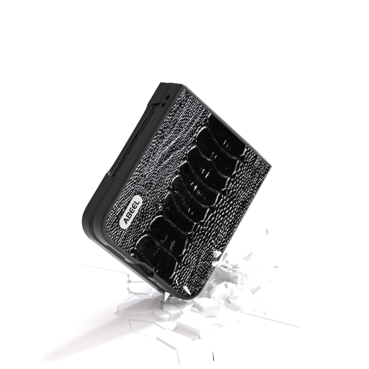 For Motorola Razr 50 Ultra ABEEL Genuine Leather Weilai Series Phone Case(Black) by buy2fix